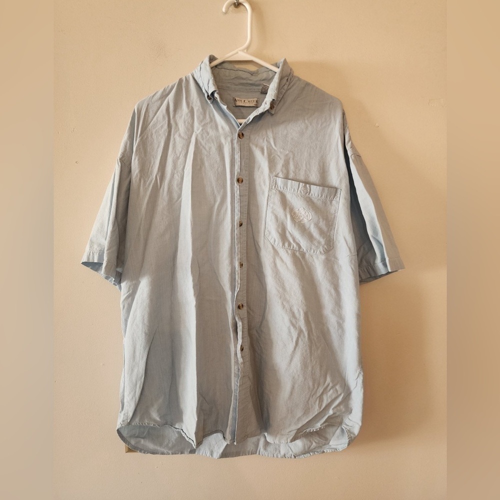 Ash Creek Trading Men’s Shirt Size L Short Sleeve Button Down Blue